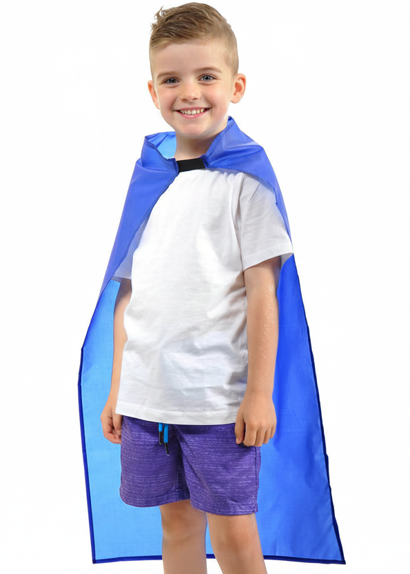 Playful Blue Kids Sports Day Costume Cape - Main Image
