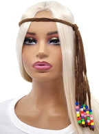 Brown 1970s Hippie  Beaded Tassel's Costume Headband - Main Image