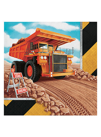 Big Dig Construction Party 16 Pack Lunch Napkins - Main Image