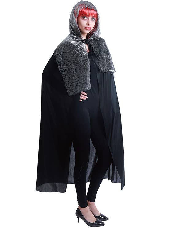 Image of Shiny Spiderweb Witch Women's Halloween Costume Cape