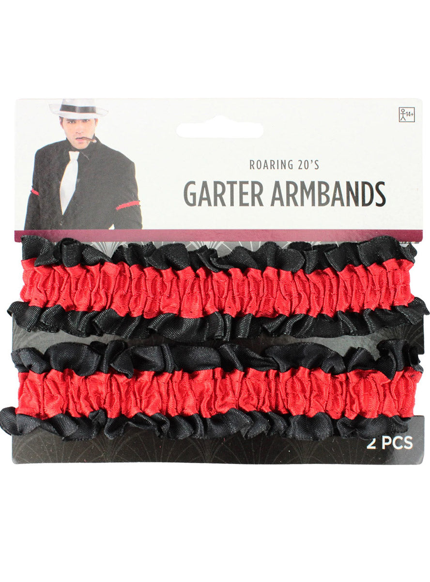 Classic Red and Black Gangster Arm Bands - Packaging Image