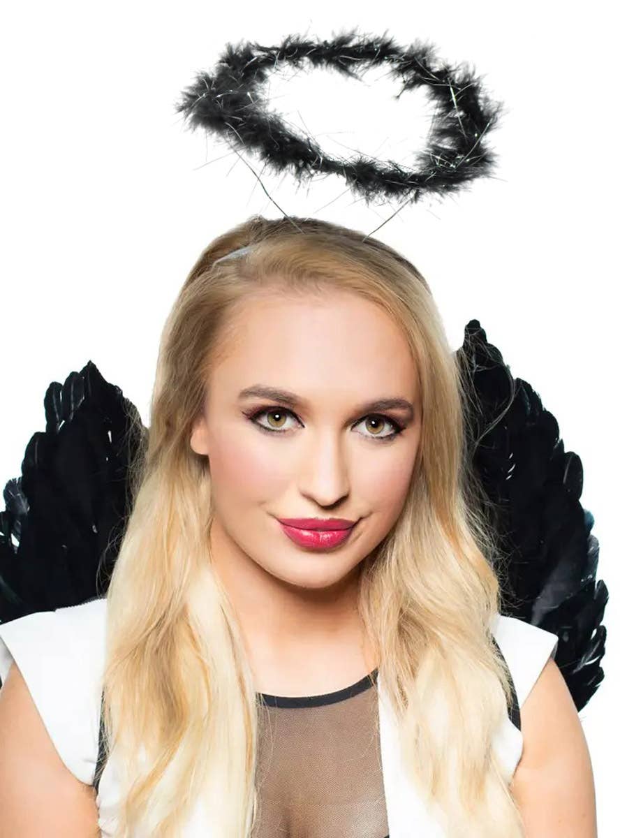 Image of Dark Black Feather Angel Halo Costume Accessory