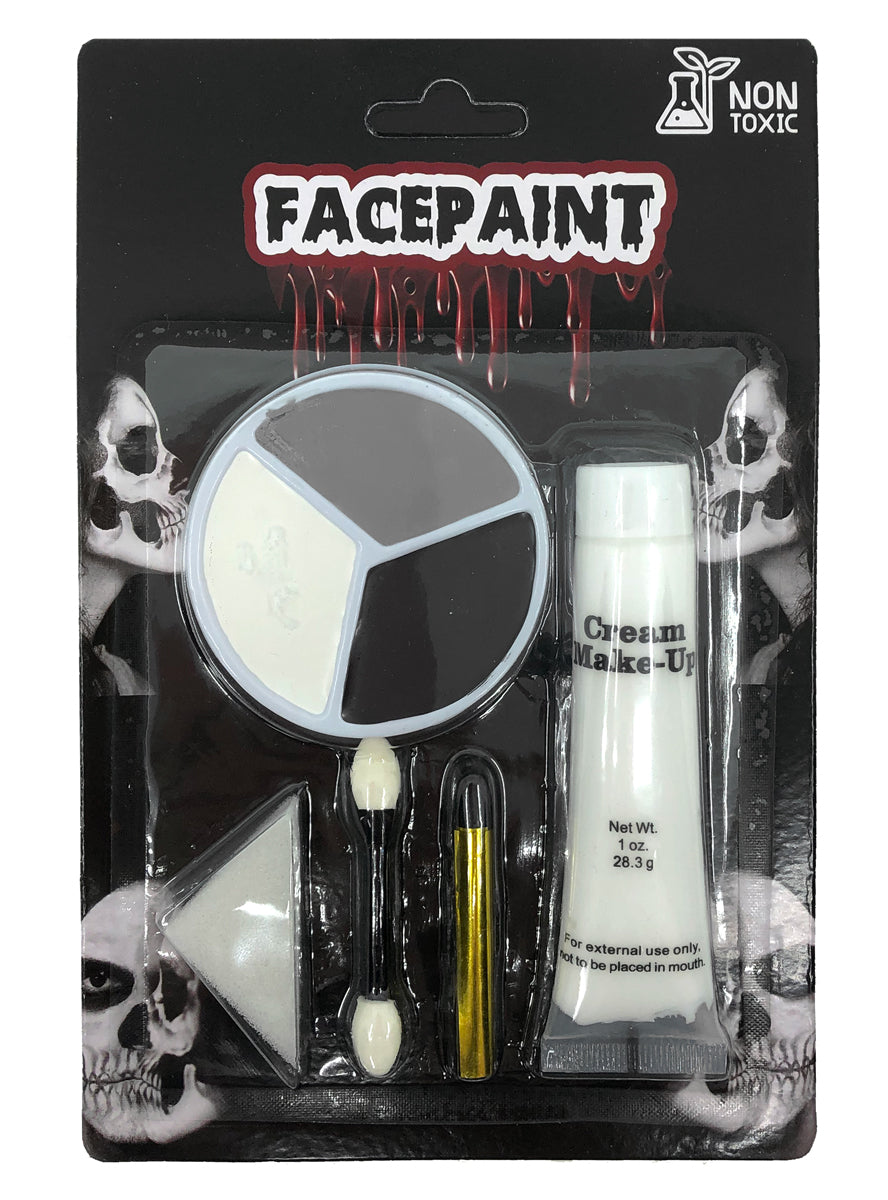 Facepaint Set In Black White And Grey With Applicator - Main Image