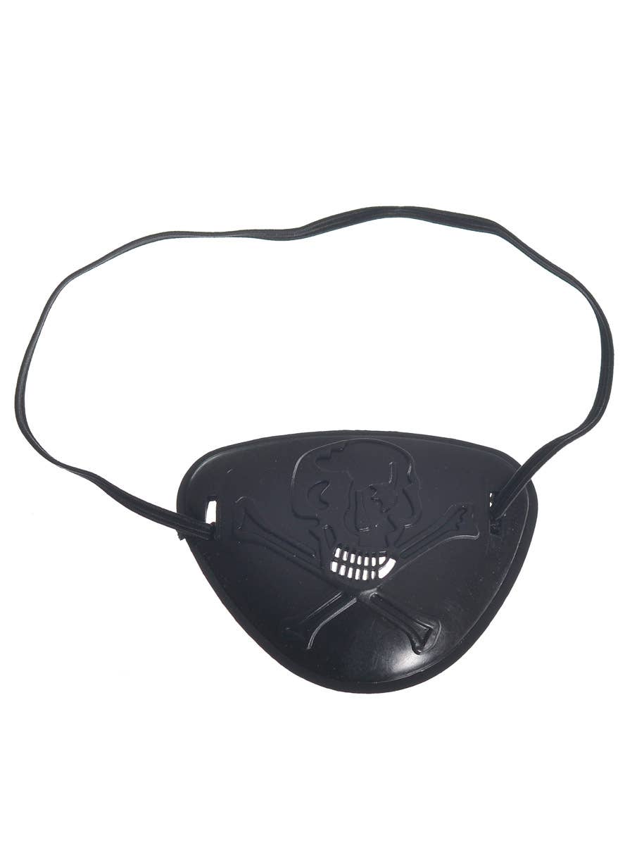 Image of Novelty Black Pirate Skull Eye Patch Costume Accessory - Main Image