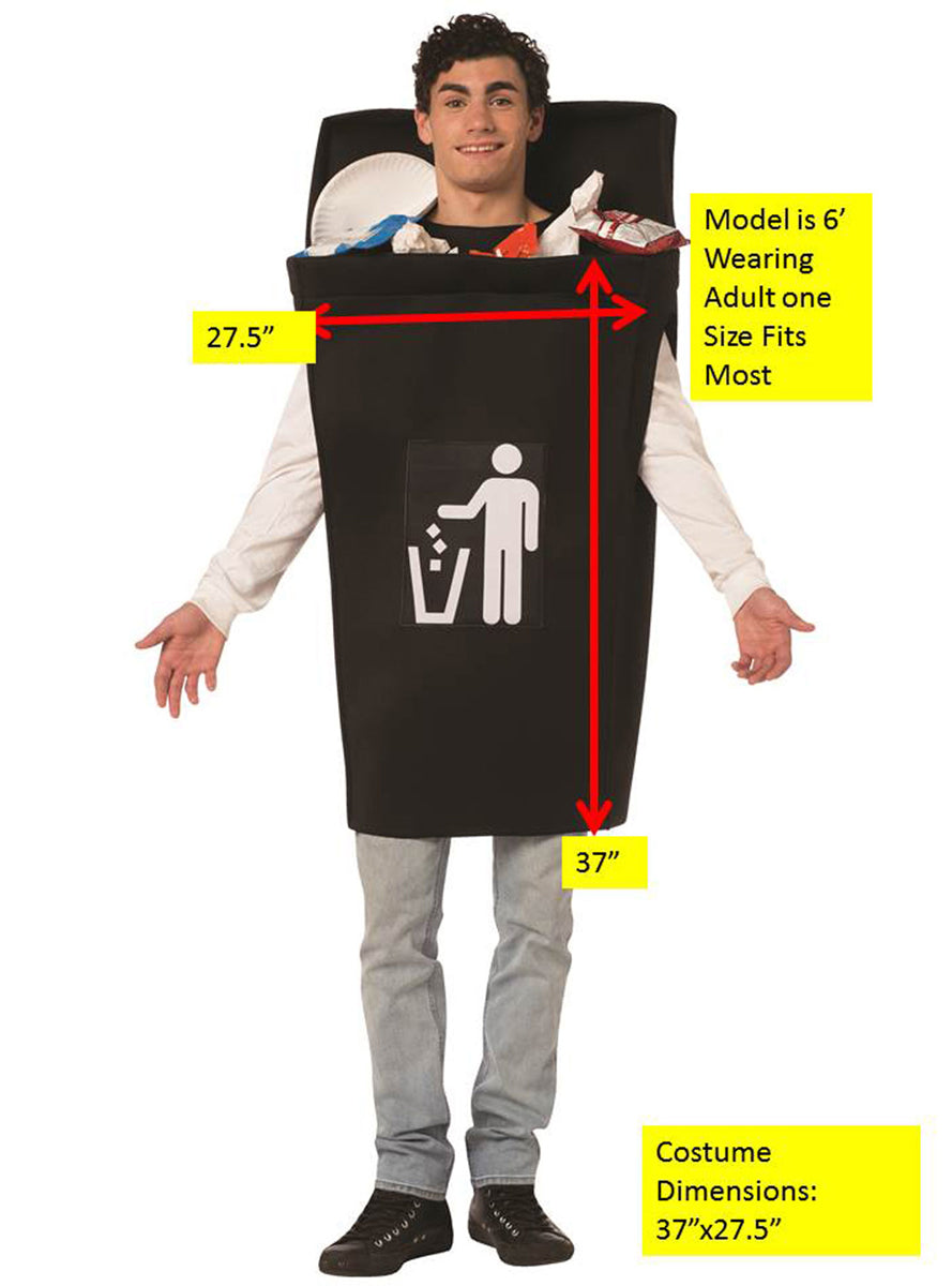 Black Rubbish Bin Novelty Adults Costume - Details Image