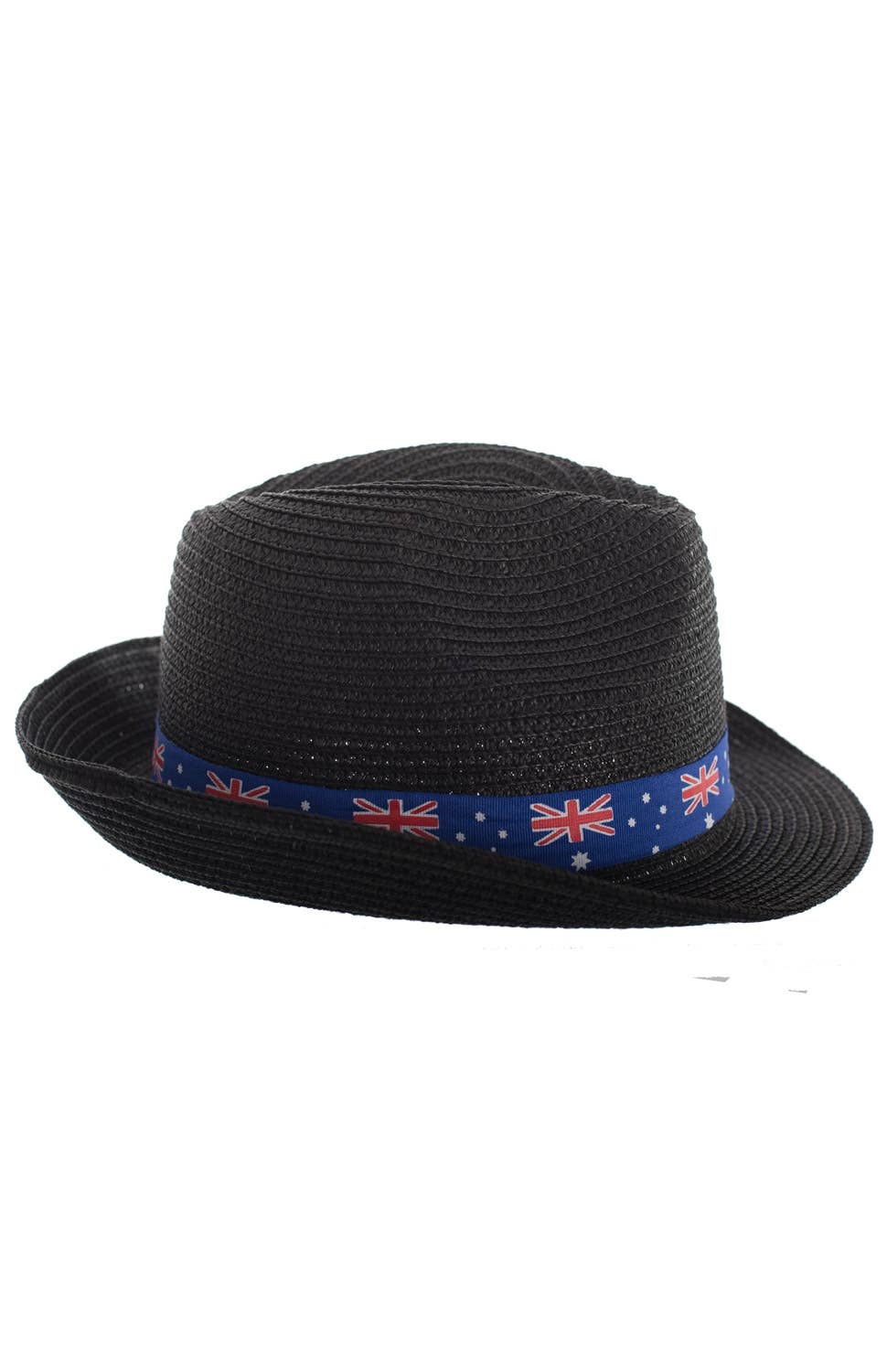 Black Straw Australia Flag Trilby Sun Hat Australia Day Merchandise - Main Image
