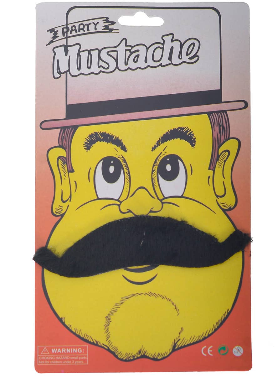 Image of Stick-On Wide Black Handlebar Style Costume Moustache