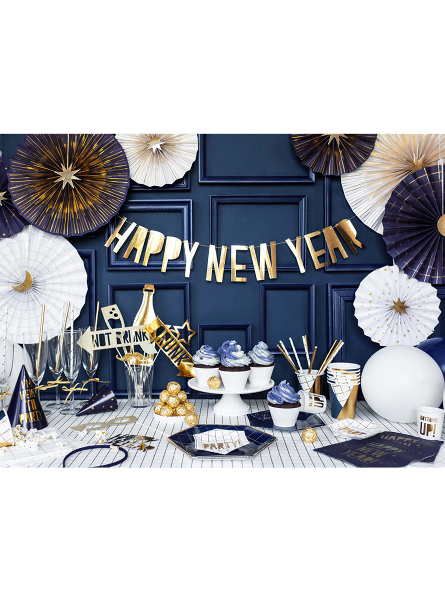 Block Letter 2m Gold Foil Happy New Year Banner – Lifestyle Image 2
