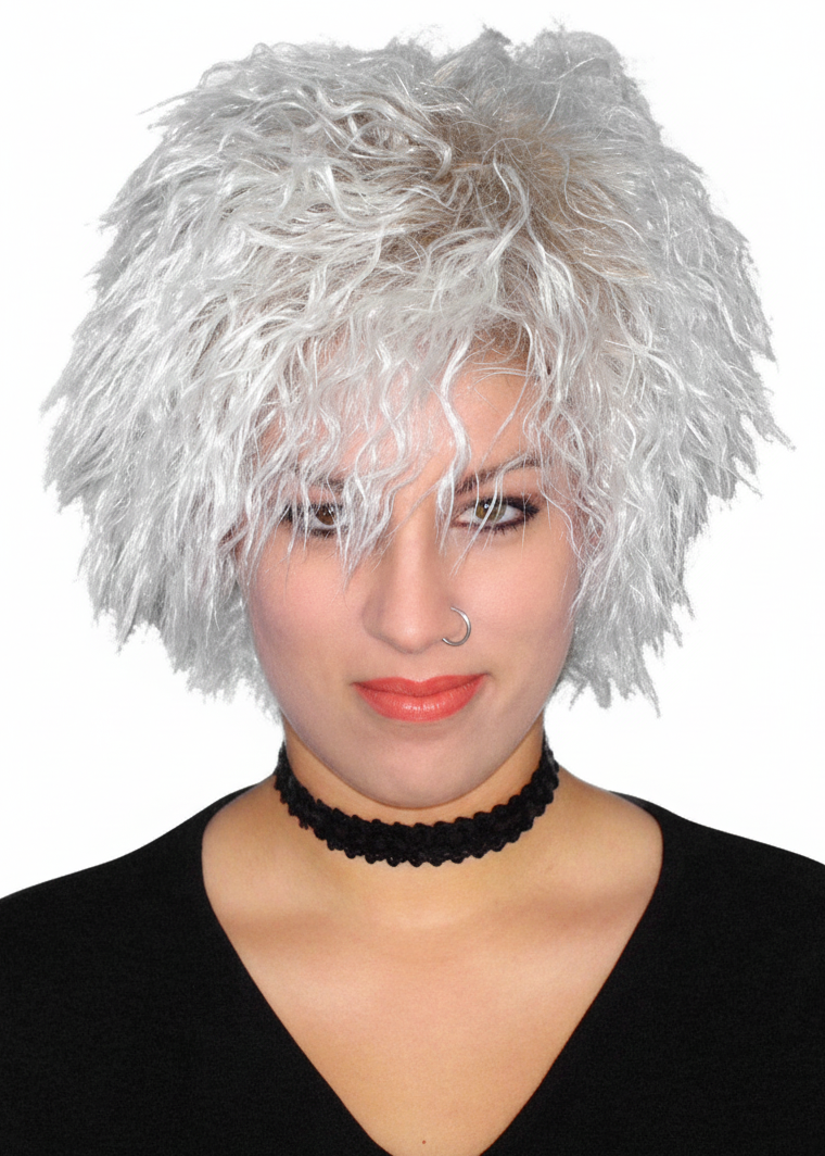 Womens Short Blonde Blondie Rocker Costume Wig - Main IMage