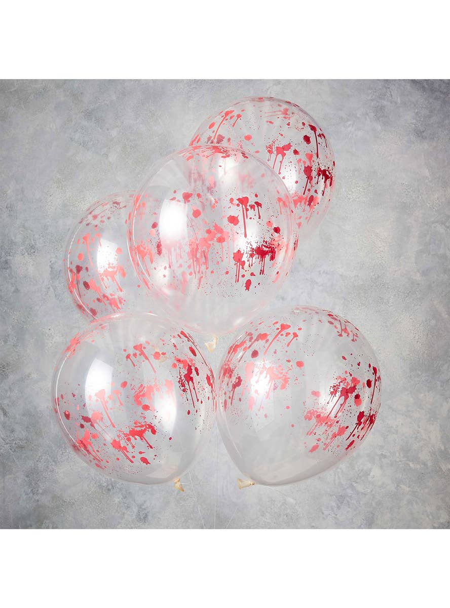 Image of Blood Splattered 5 Pack Latex Halloween Balloons - Alternate Image