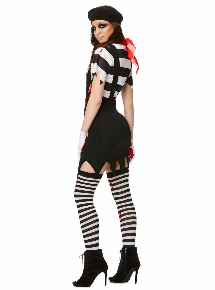 Zombie Mime Plus Size Womens Halloween Costume - Back Image