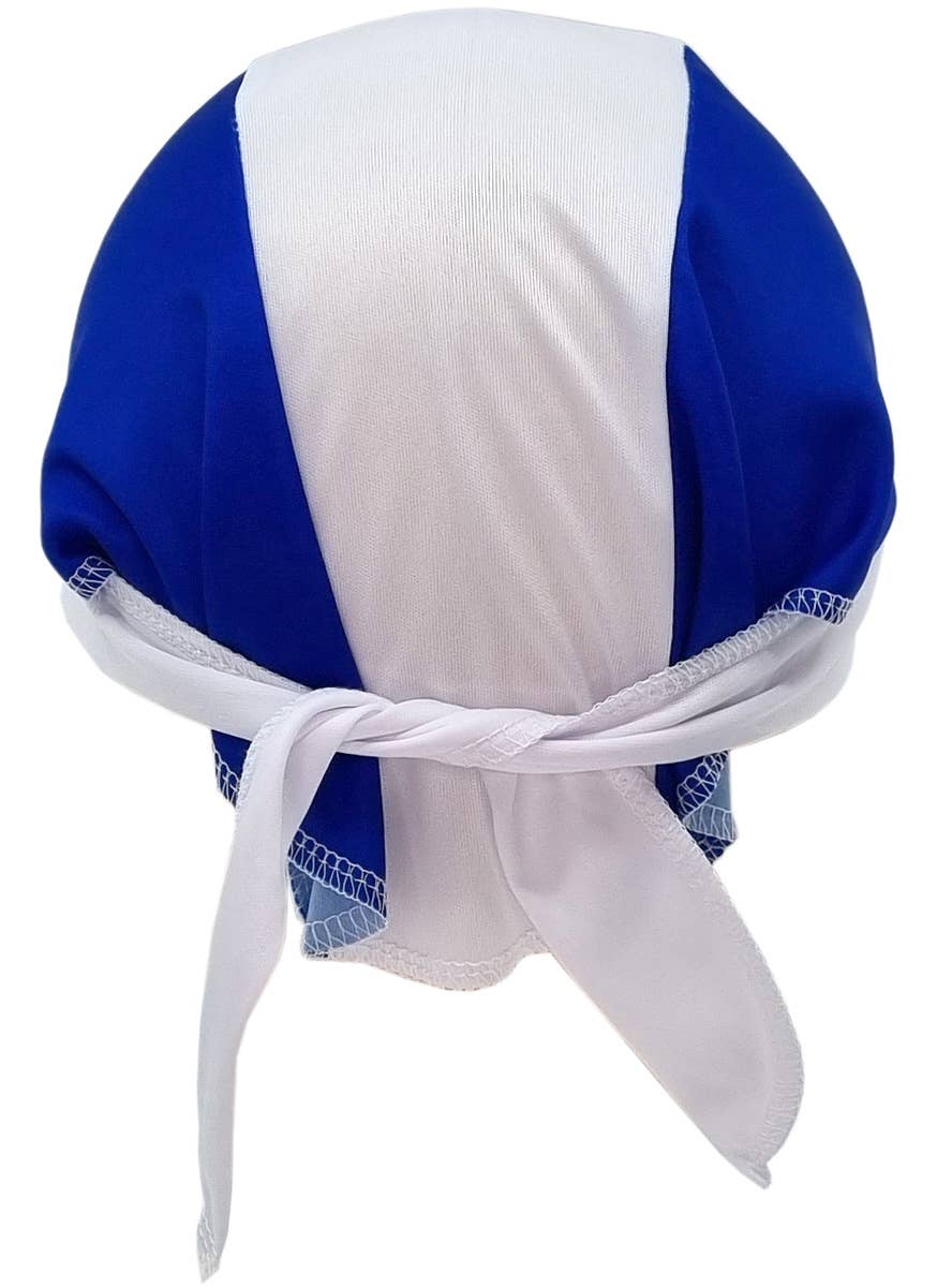 Australia Day Blue and White Stripe Tie Up Bandana - Back Image