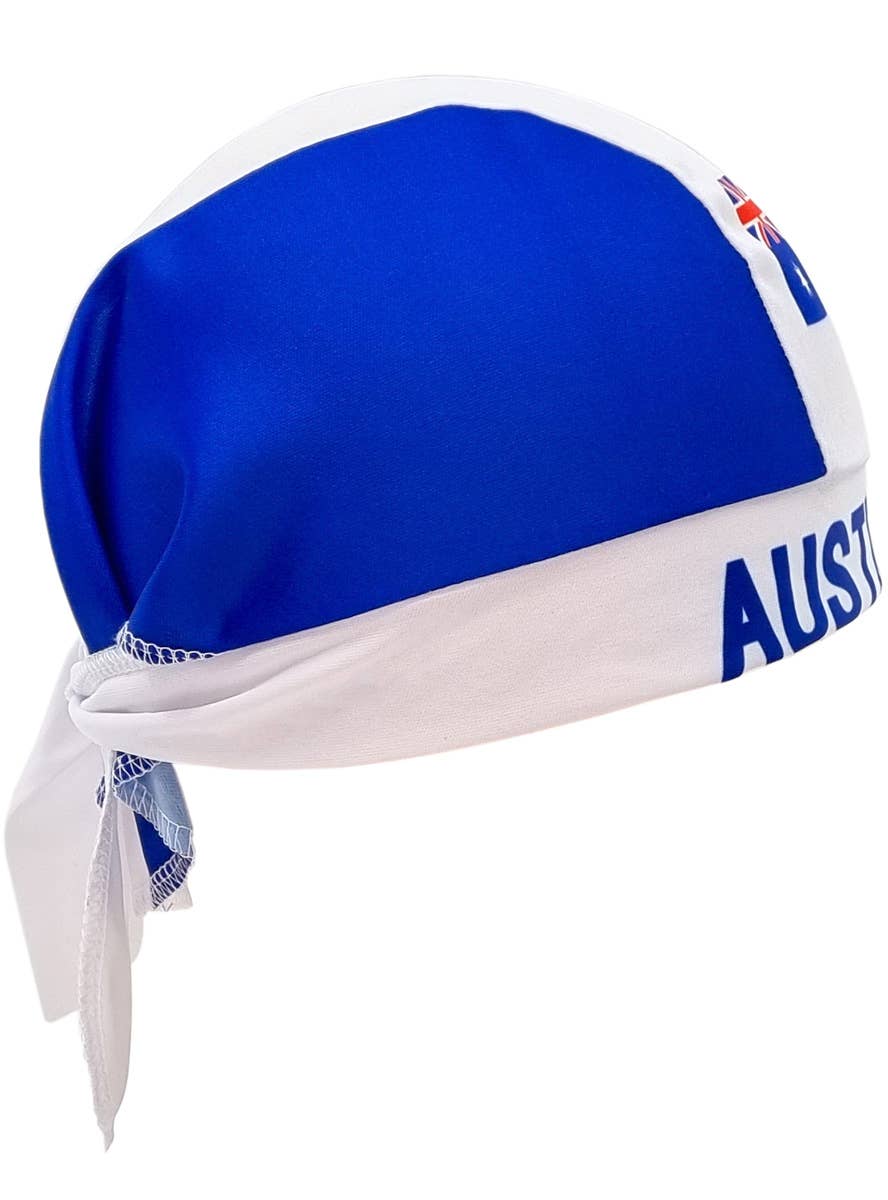 Australia Day Blue and White Stripe Tie Up Bandana -Side Image