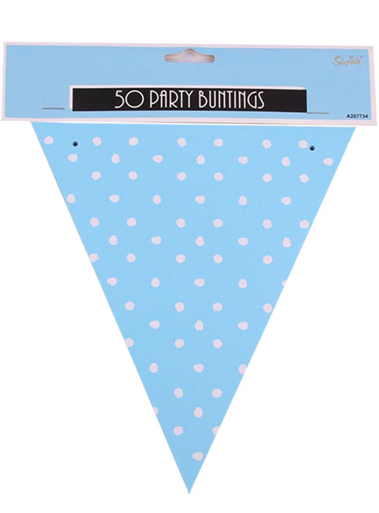 Image of Blue and White Polka Dot 50 Flag Bunting