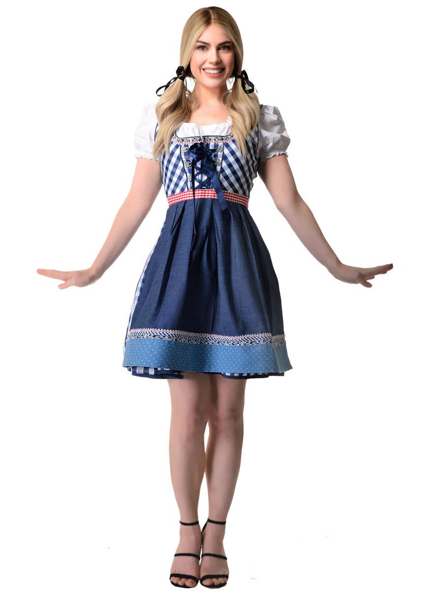Image of front of Chequered Blue Dirndl Women's Oktoberfest Costume