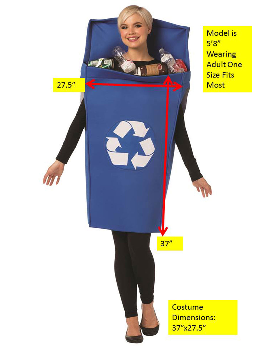 Blue Recycling Bin Novelty Adults Costume - Details Image