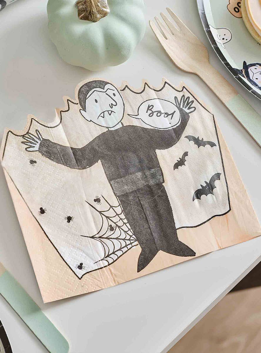 Image of Boo Crew Vampire Shape 16 Pack Halloween Napkins - Alternate Image