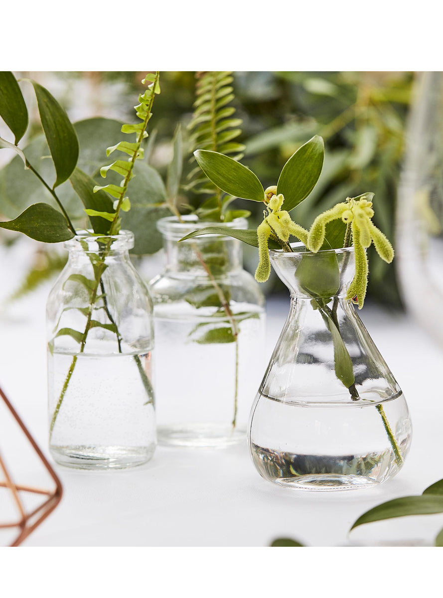 Botanical Wedding 3 Pack 10cm Glass Bottle Set - Lifestyle Image