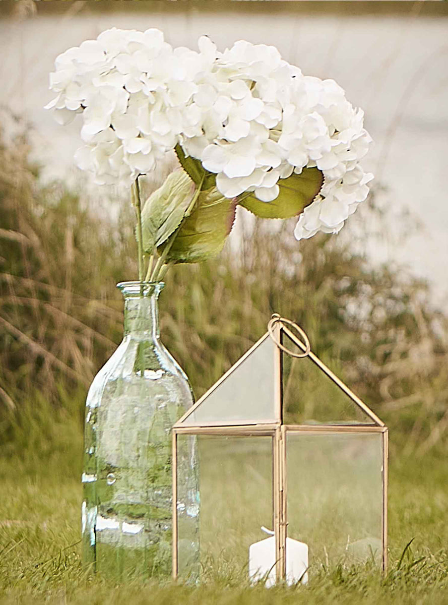 Botanical Wedding 3 Pack White Faux Hydrangea Flowers - Lifestyle Image
