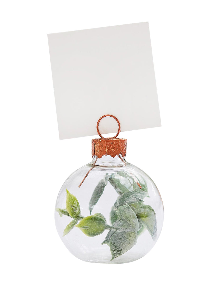 Botanical Wedding 6 Pack Eucalyptus Bauble Place Card Holder with Place Cards - Main Image