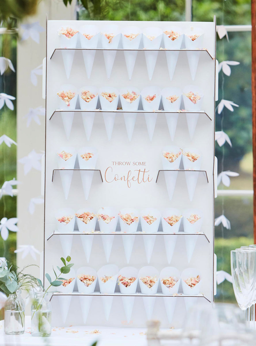Botanical Wedding 77cm Wedding Confetti Stand with 32 Confetti Cones - Lifestyle Image