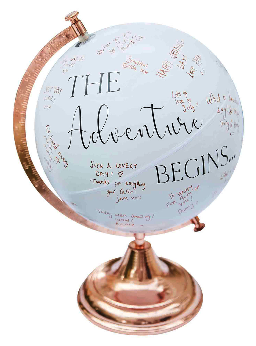 Botanical Wedding The Adventure Begins Globe Guest Book - Main Image