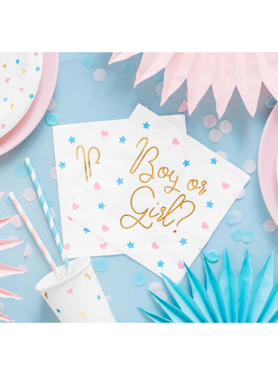 Boy Or Girl 20 Pack Gender Reveal Lunch Napkins — Lifestyle Image 2
