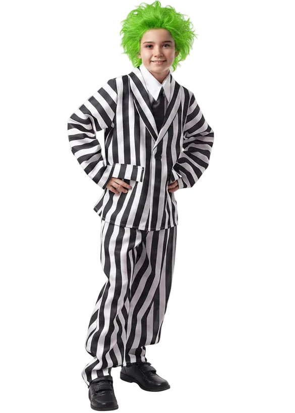 Black and White Beetlejuice Costume for Boys - Main Image