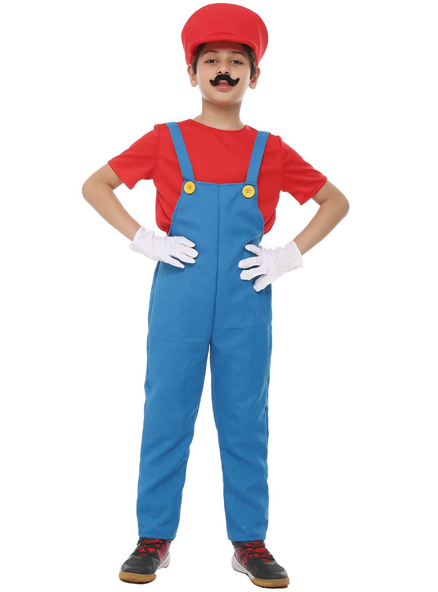 Red Plumber Boy's Mario Inspired Costume - Alternate Image