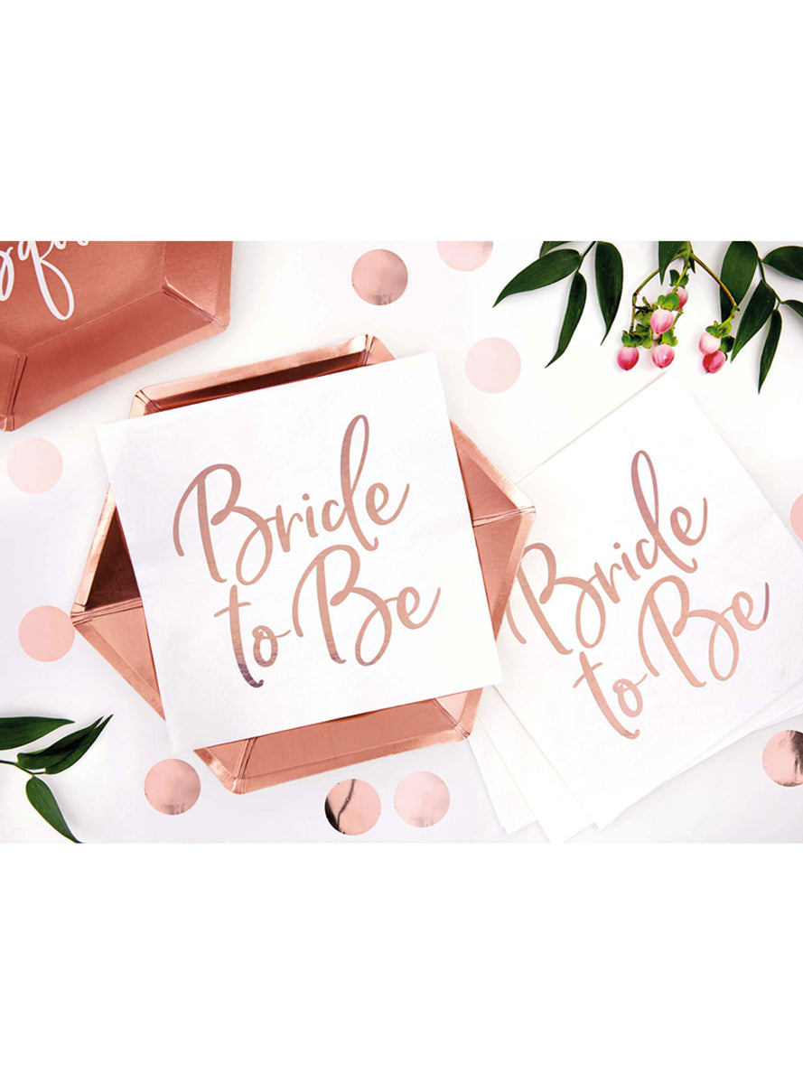 Bride To Be 20 Pack Rose Gold Lunch Napkins — Lifestyle Image