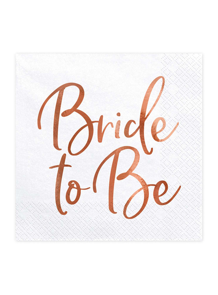 Bride To Be 20 Pack Rose Gold Lunch Napkins — Main Image