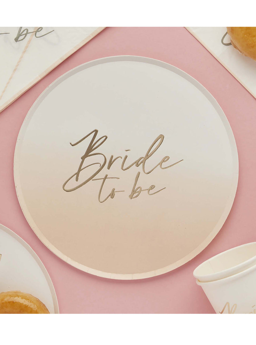 Bride To Be 8 Pack 23cm Bridal Shower Paper Plates – Lifestyle Image