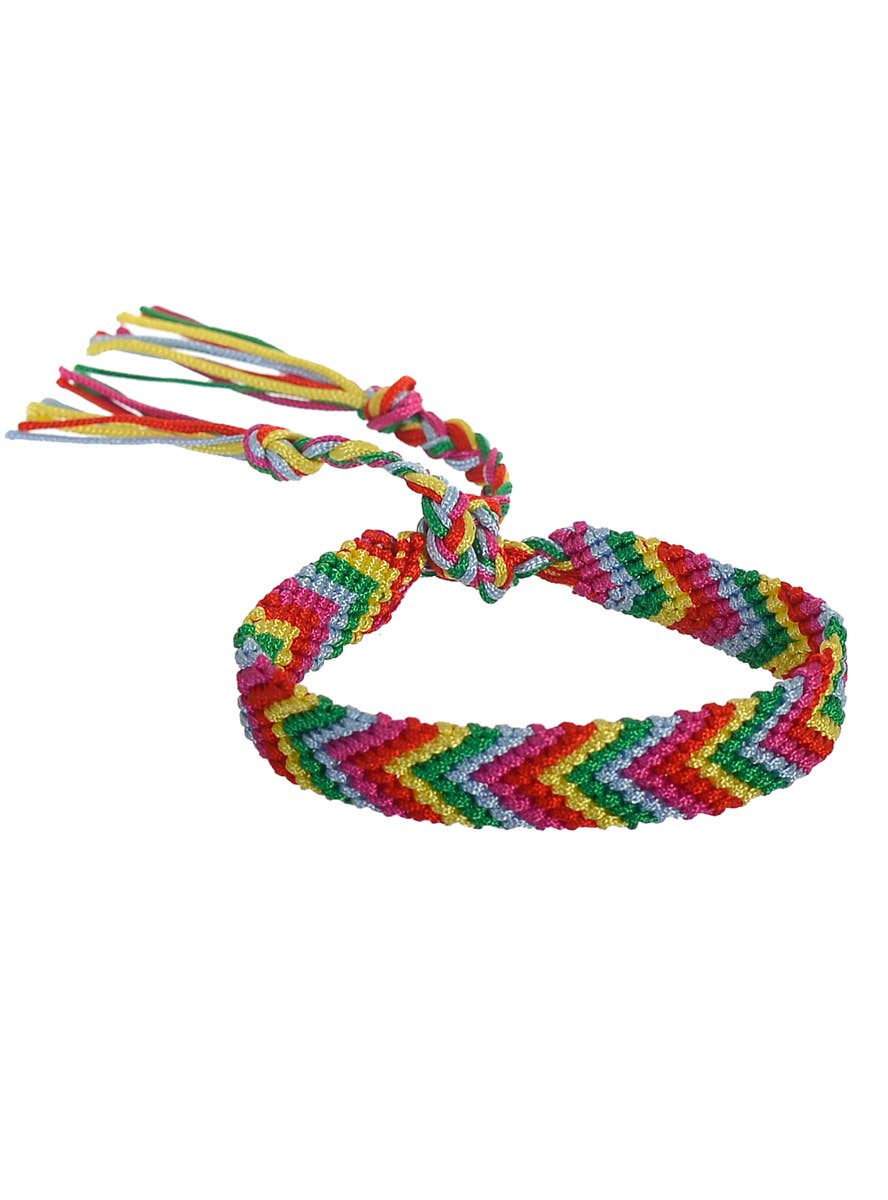 1970s Braided Rainbow Hippie Costume Bracelet
