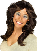 Women's Brown Foxy Farrah Flick 1970s Costume Wig