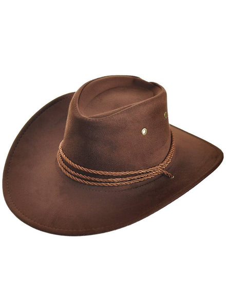 Image of Outback Cowboy Brown Faux Suede Costume Hat