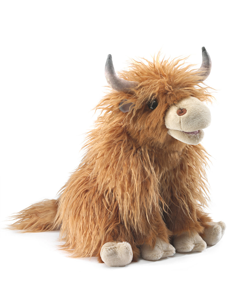 Brown Highland Cow Hand Puppet - Main Image