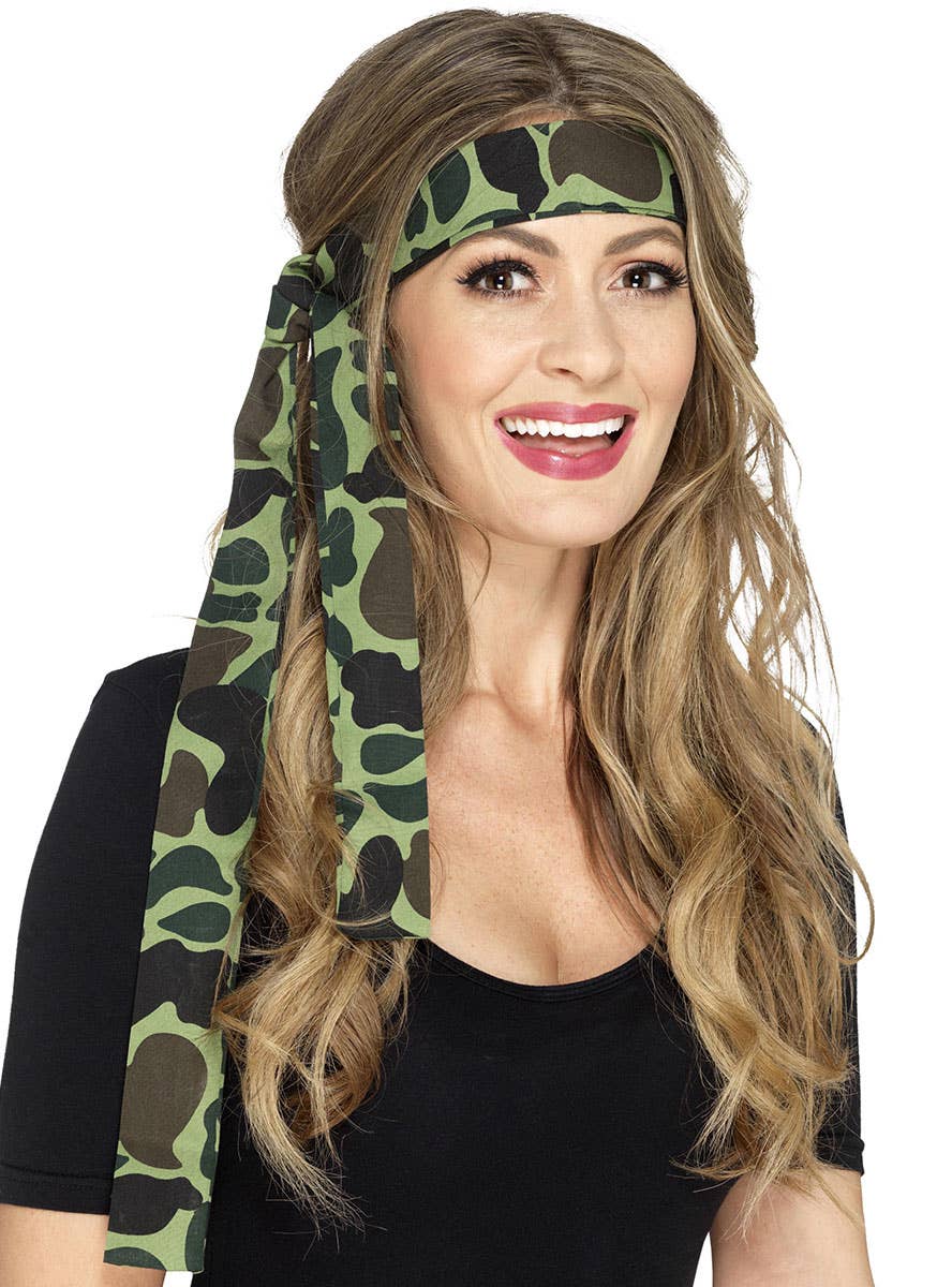 Image of Tie On Camouflage Headscarf Costume Accessory