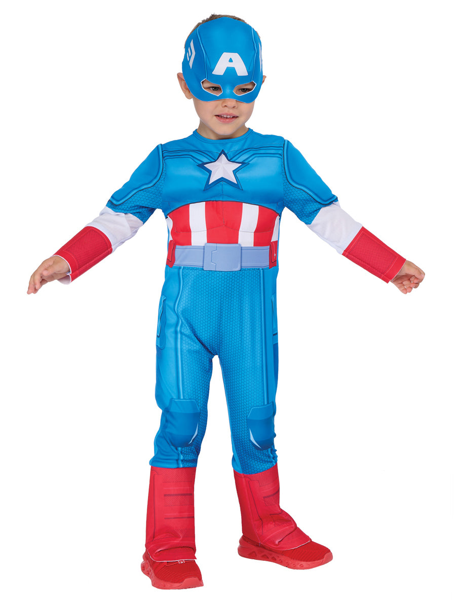 Captain America Deluxe Toddler Boys Marvel Superhero Costume – Alternative Image