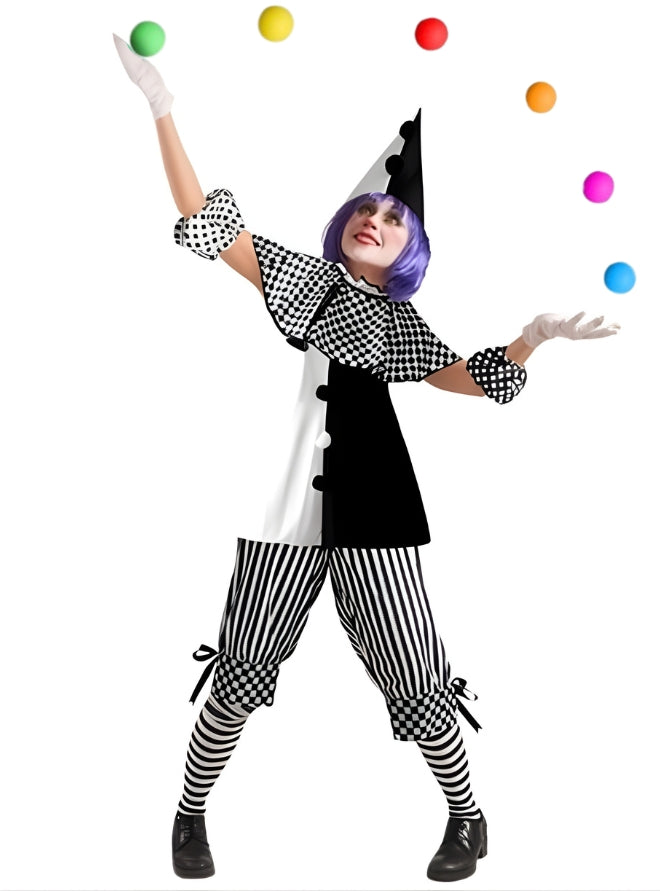 Carnival Clown Plus Size Womens Black and White Circus Costume - Main Image