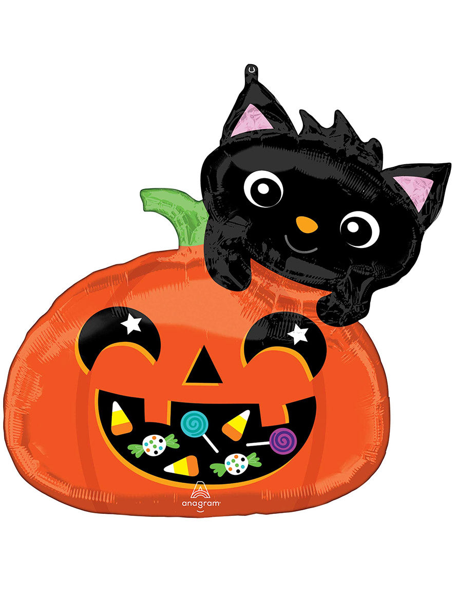 Pumpkin and Cat Supershape Halloween Balloon - Main Image