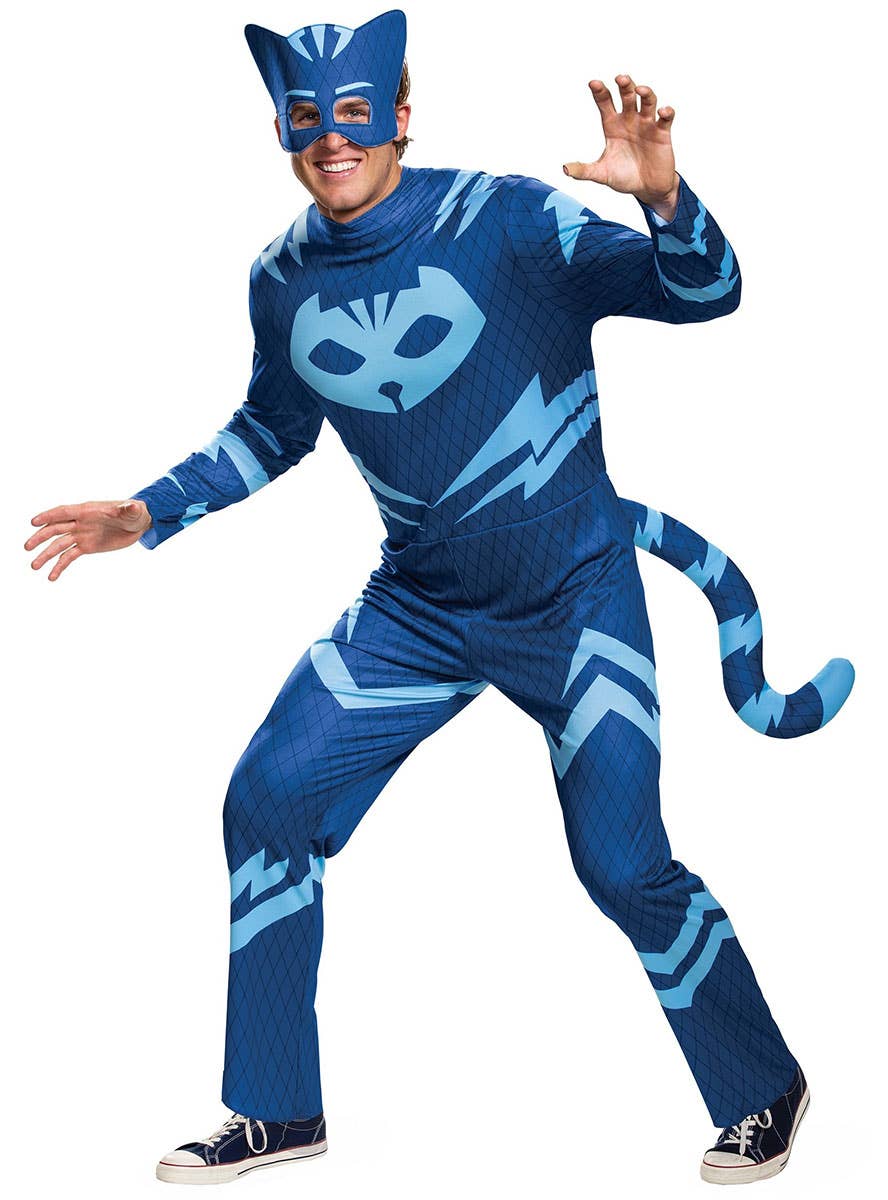 Image of PJ Masks Men's Licensed Blue Catboy Costume - Front View