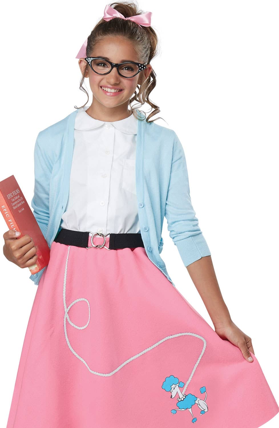 Pink Poodle 50s Skirt Rock and Roll Girls Costume - Close Image