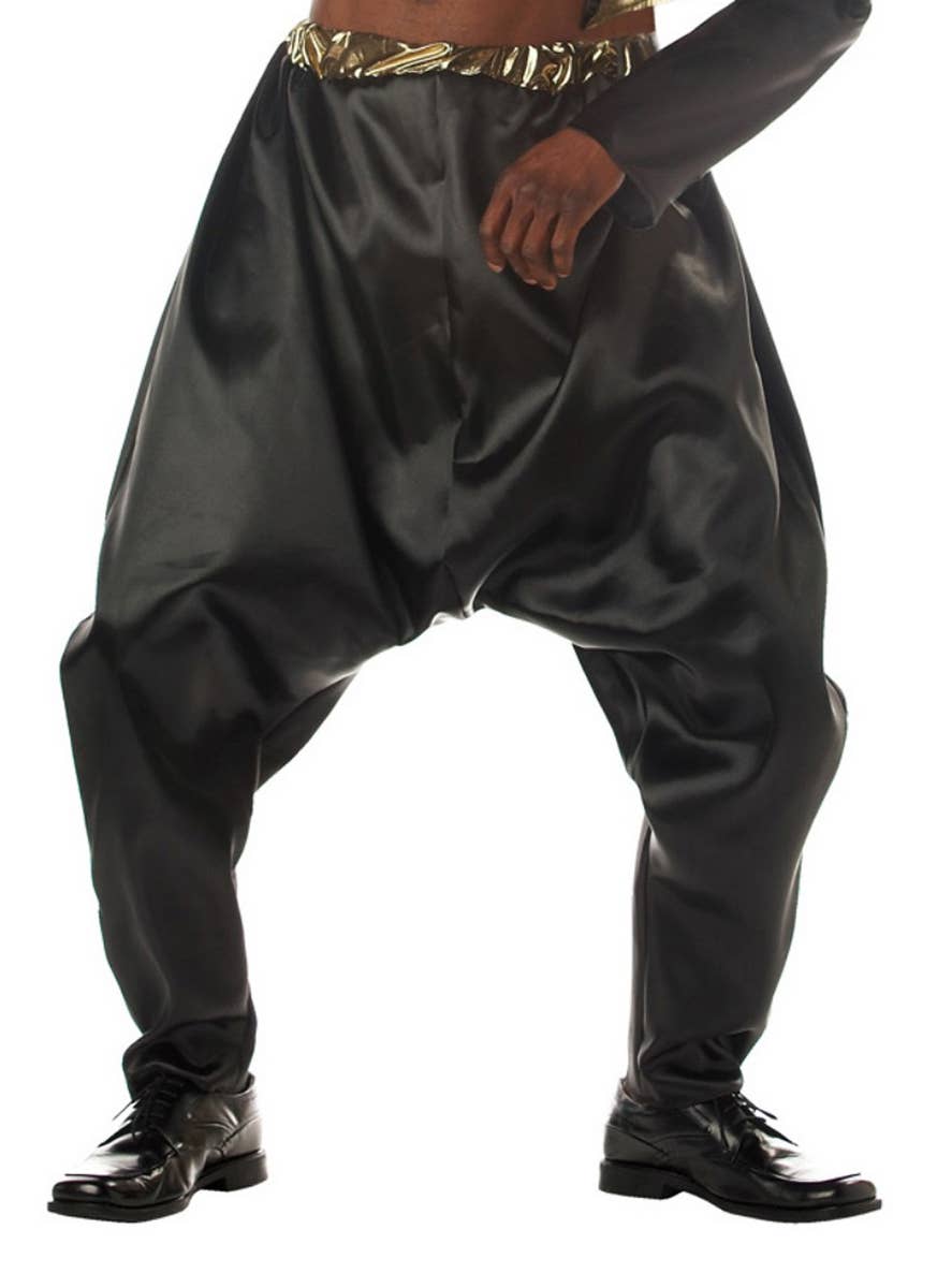Old School 80s Rapper Black and Gold Mens Costume - Close Up Pants Image
