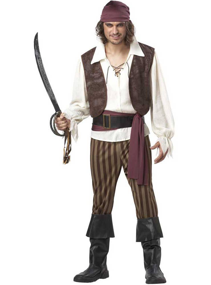 Rogue Pirate Deluxe Men's Buccaneer Fancy Dress Costume - Image