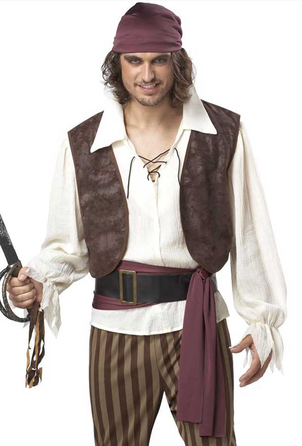 Rogue Pirate Deluxe Men's Buccaneer Fancy Dress Costume - 2 Image