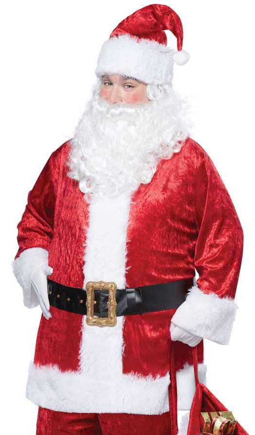Men's Santa Suit Classic Velvet Father Christmas Costume Close