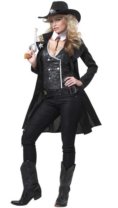 Womens Deluxe Sheriff Fancy Dress Costume - Holster Alternate Image