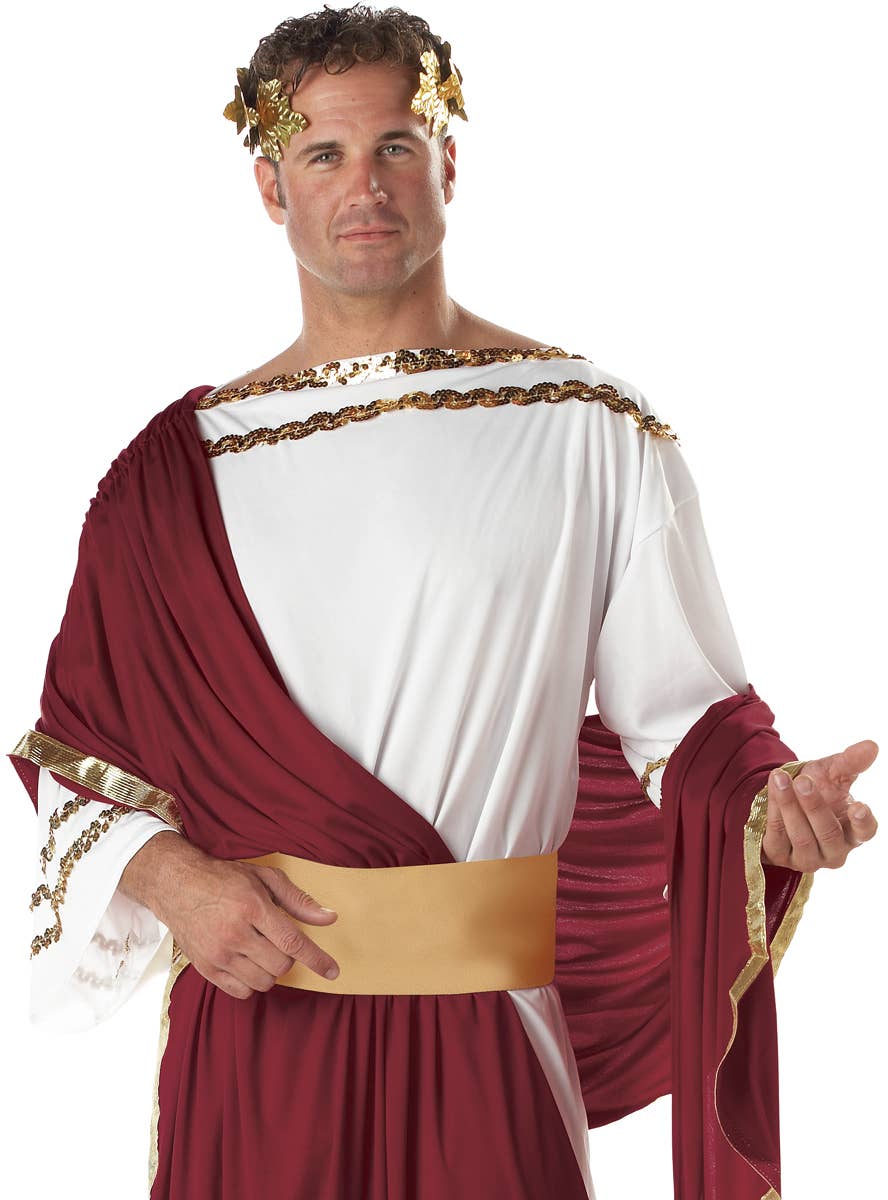 Emperor Caesar Men's Roman Toga Costume Close up