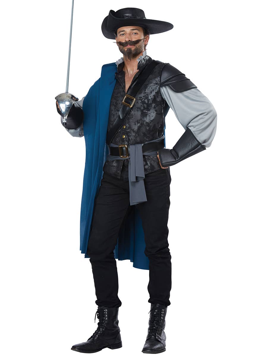 Deluxe Men's Blue French Musketeer Costume - Alternative Image 2