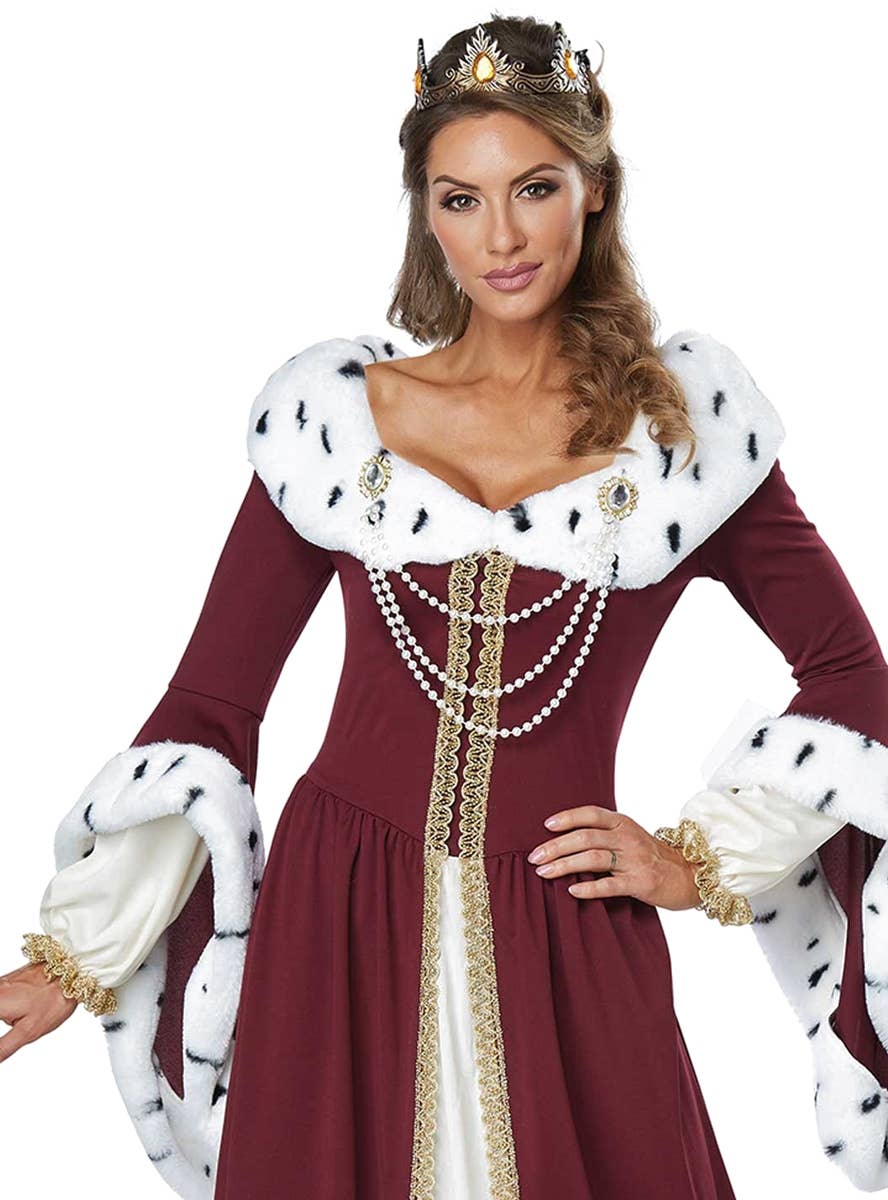 Women's Storybook Queen Royal Fancy Dress Costume Close Up Image